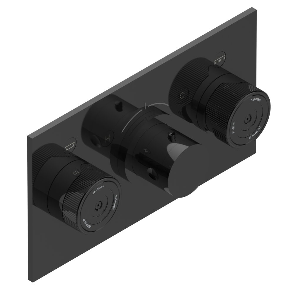 Set de finition THG pour douche thermostatique à encastrer avec deux robinets d'arrêt pour installation horizontale à 2 fonctions - Collection "Zoom.5"