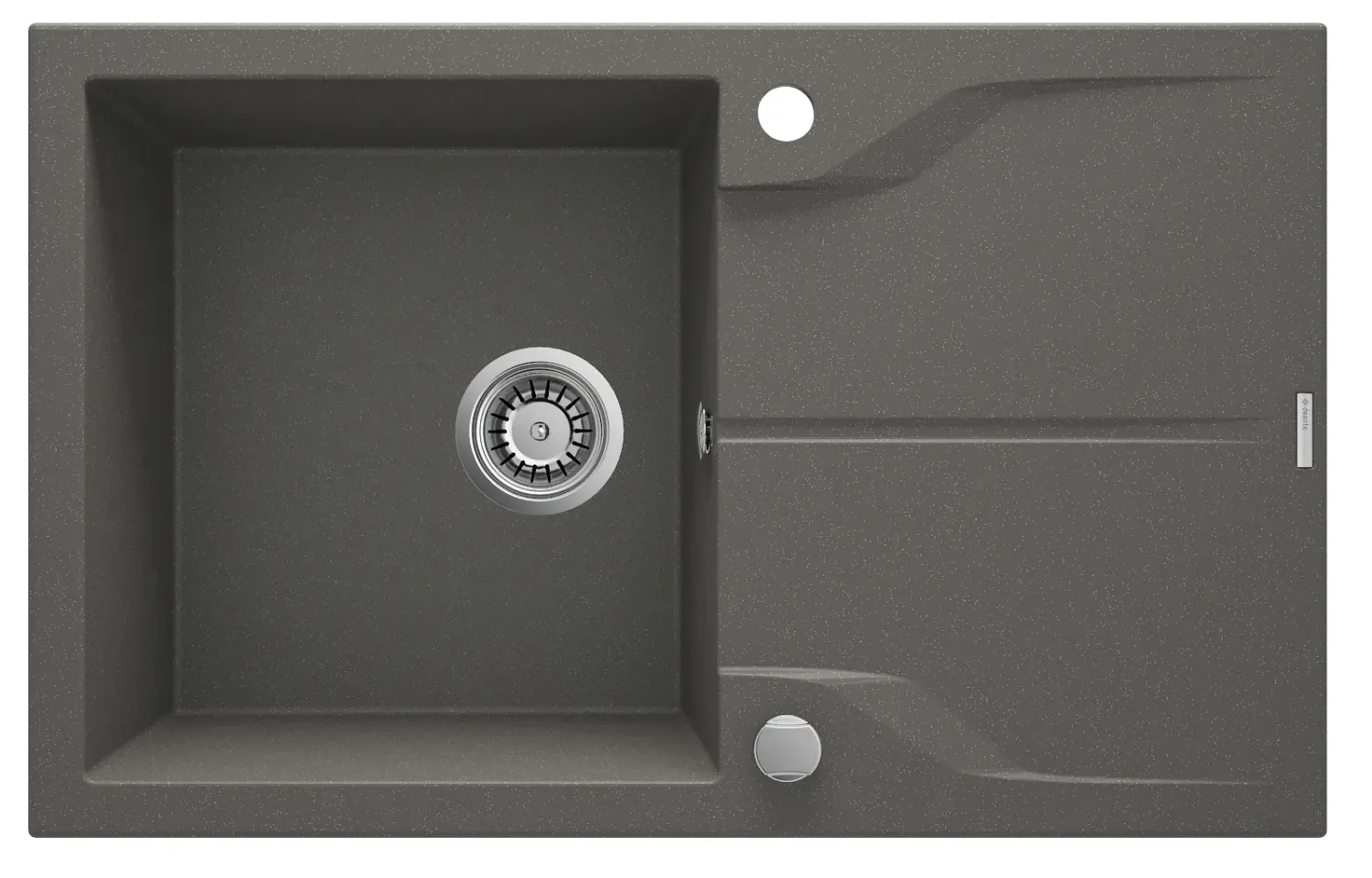 Évier de cuisine encastrable simple bac granit Deante Andante 78 x 49 cm en anthracite métallisé avec vidage télescopique gain de place
