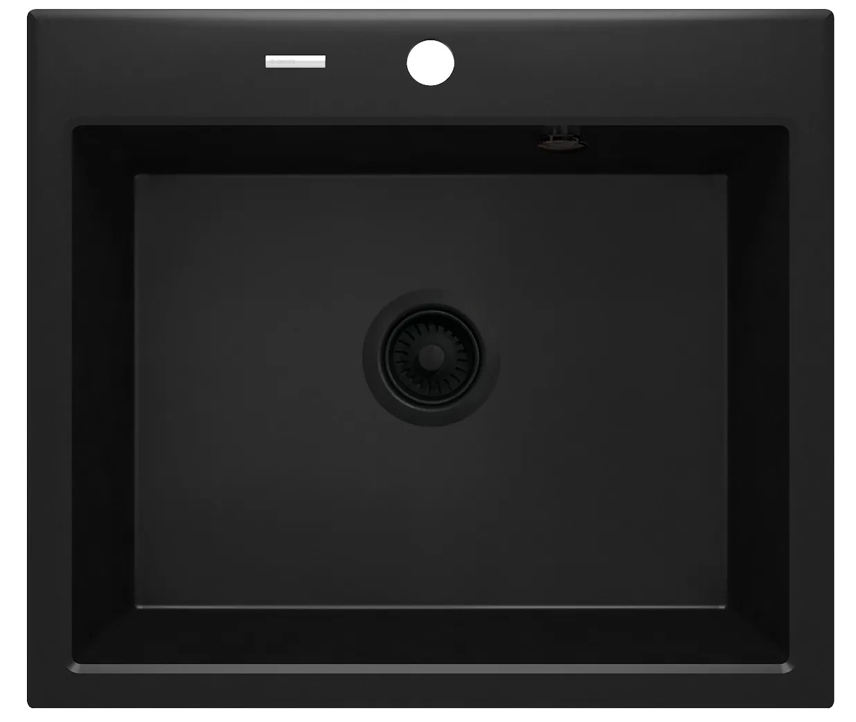 Évier de cuisine encastrable simple bac granit Deante Andante 60 x 52 cm en noir avec vidage télescopique gain de place