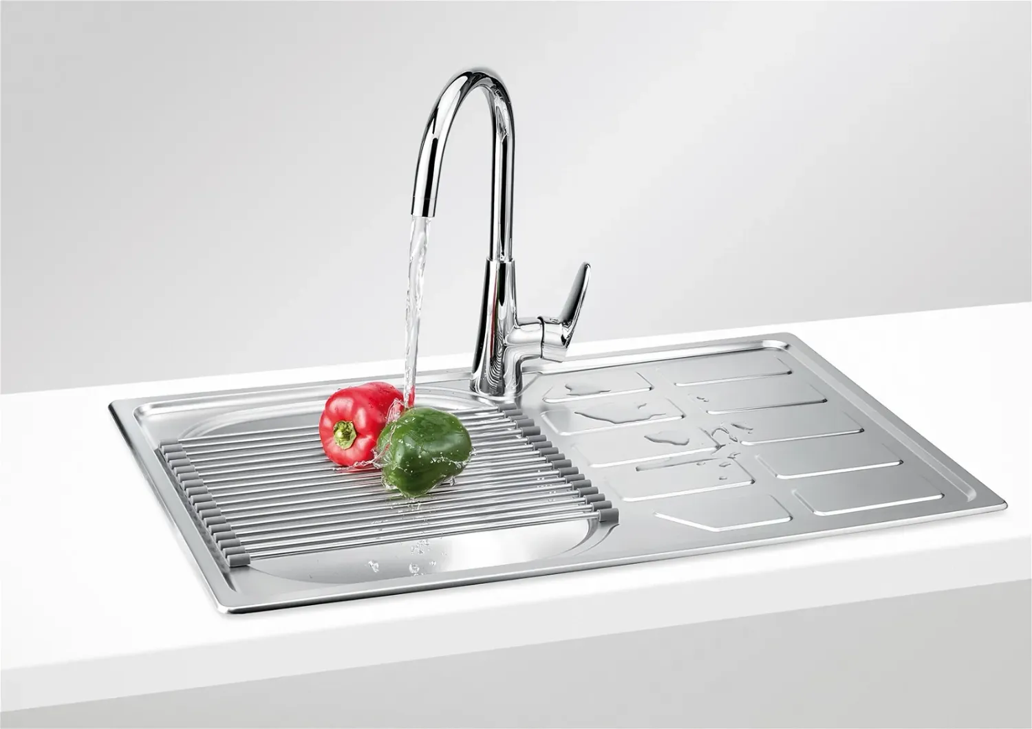 Évier de cuisine encastrable Deante Soul 78 x 49 cm en acier inoxydable simple bac avec égouttoir et vidage — vue 4