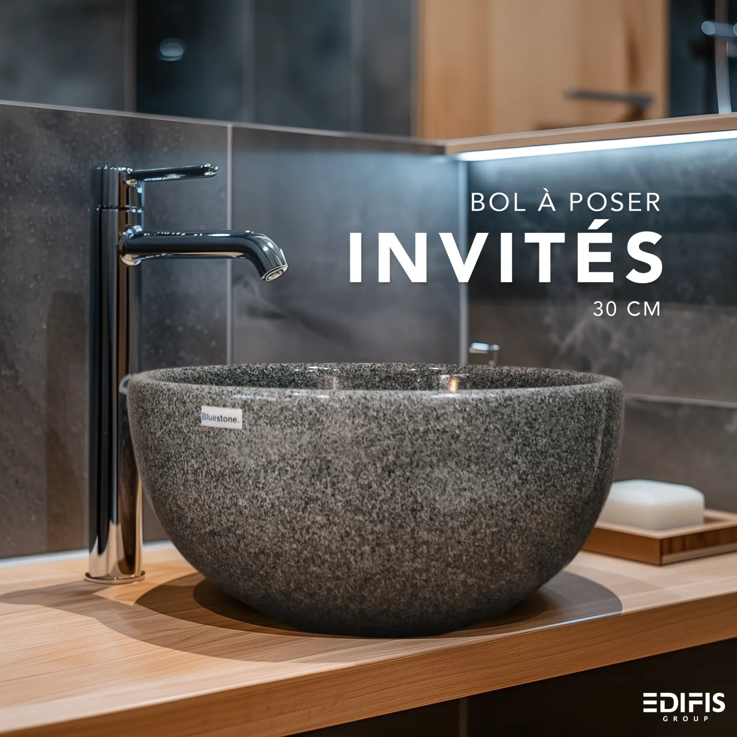 Bol à poser &quot;Invités&quot; 30 cm granité gris