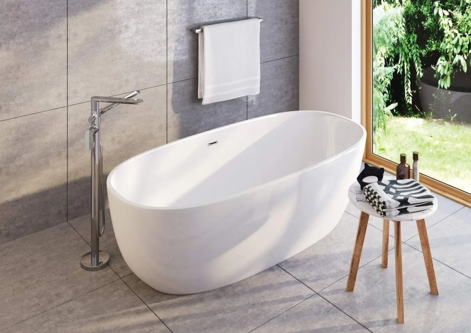 Oval acrylic freestanding bathtub Deante Alpinia - 170 x 80 cm