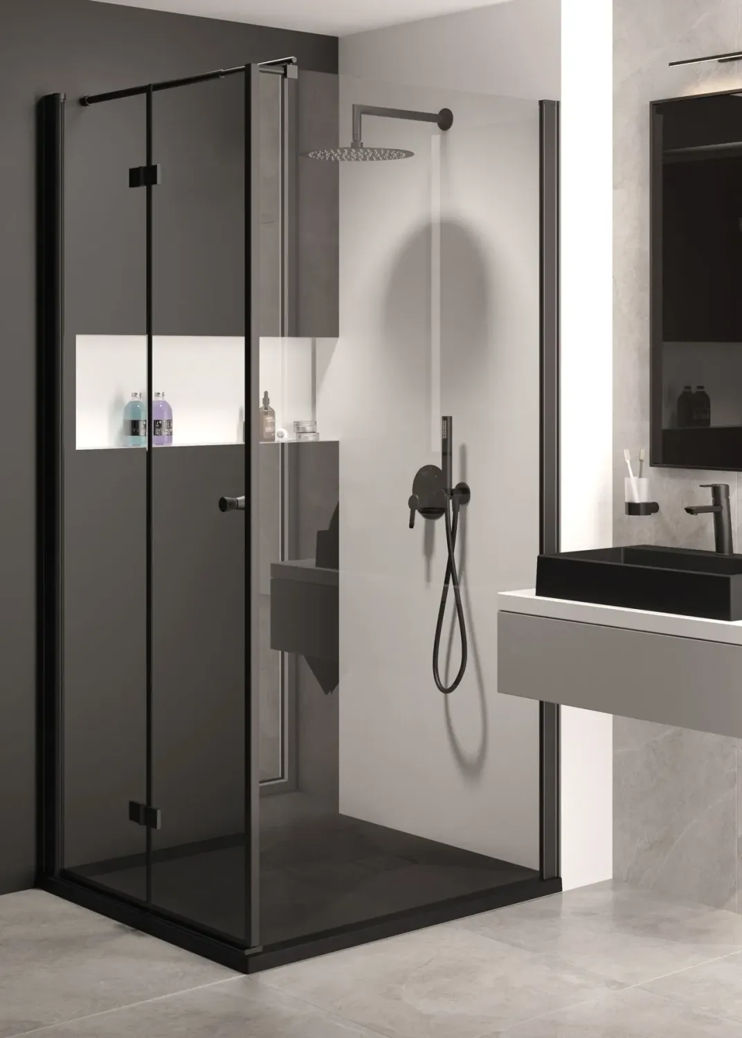 Deante Correo Rectangular Granite Shower Tray 120 x 80 cm Black