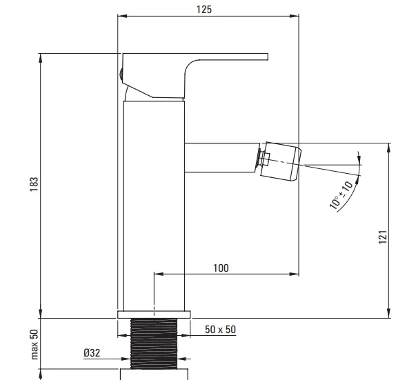 Bidet Mixer Deante Anemon with Click-Clack Waste in Matt Black
