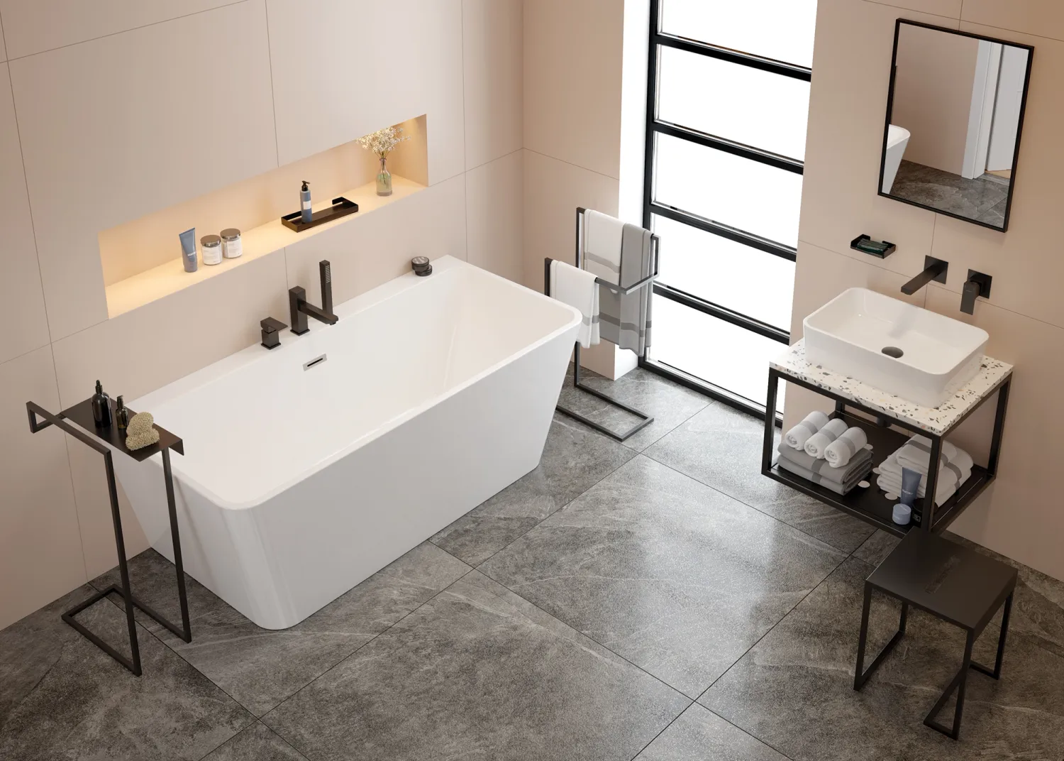 Mitigeur de lavabo encastré Deante Anemon 184 mm sans bonde en noir mat — vue 3