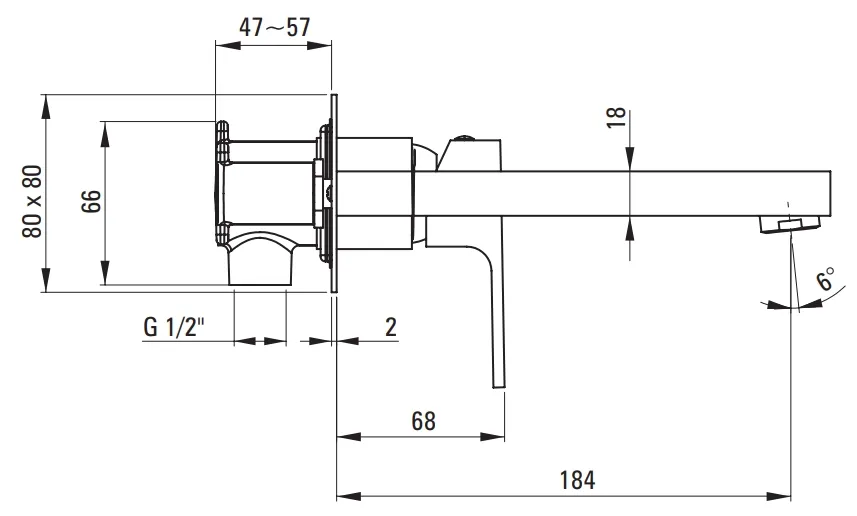 Mitigeur de lavabo encastré Deante Anemon 184 mm sans bonde en noir mat — vue 4