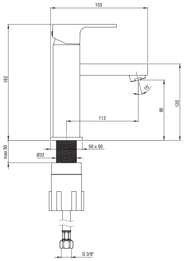 Mitigeur de lavabo Deante Anemon 95 avec bonde clic-clac en noir mat - vue 11