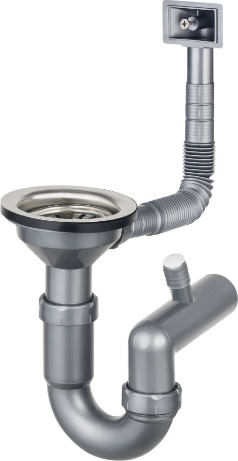 Évier de cuisine encastrable simple bac Deante Doppio 48 x 43 cm en acier inoxydable avec vidage — vue 3