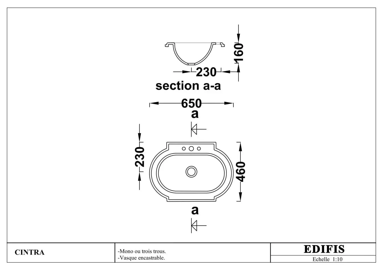 Inset basin Cintra 65 cm — Product view 5