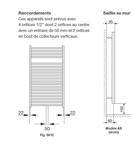 Radiateur sèche-serviettes Zehnder (Acova) Virando Bow 120 x 50 cm - Noir - vue 2