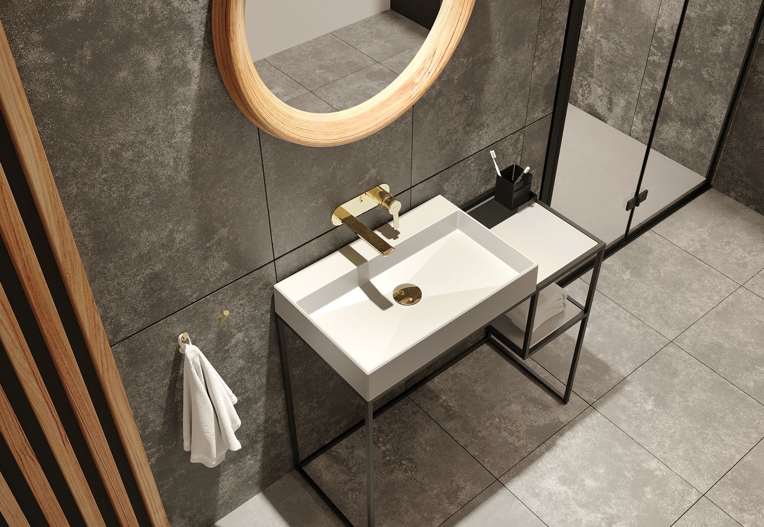 Deante Arnika 180 mm Polished Gold Concealed Basin Mixer