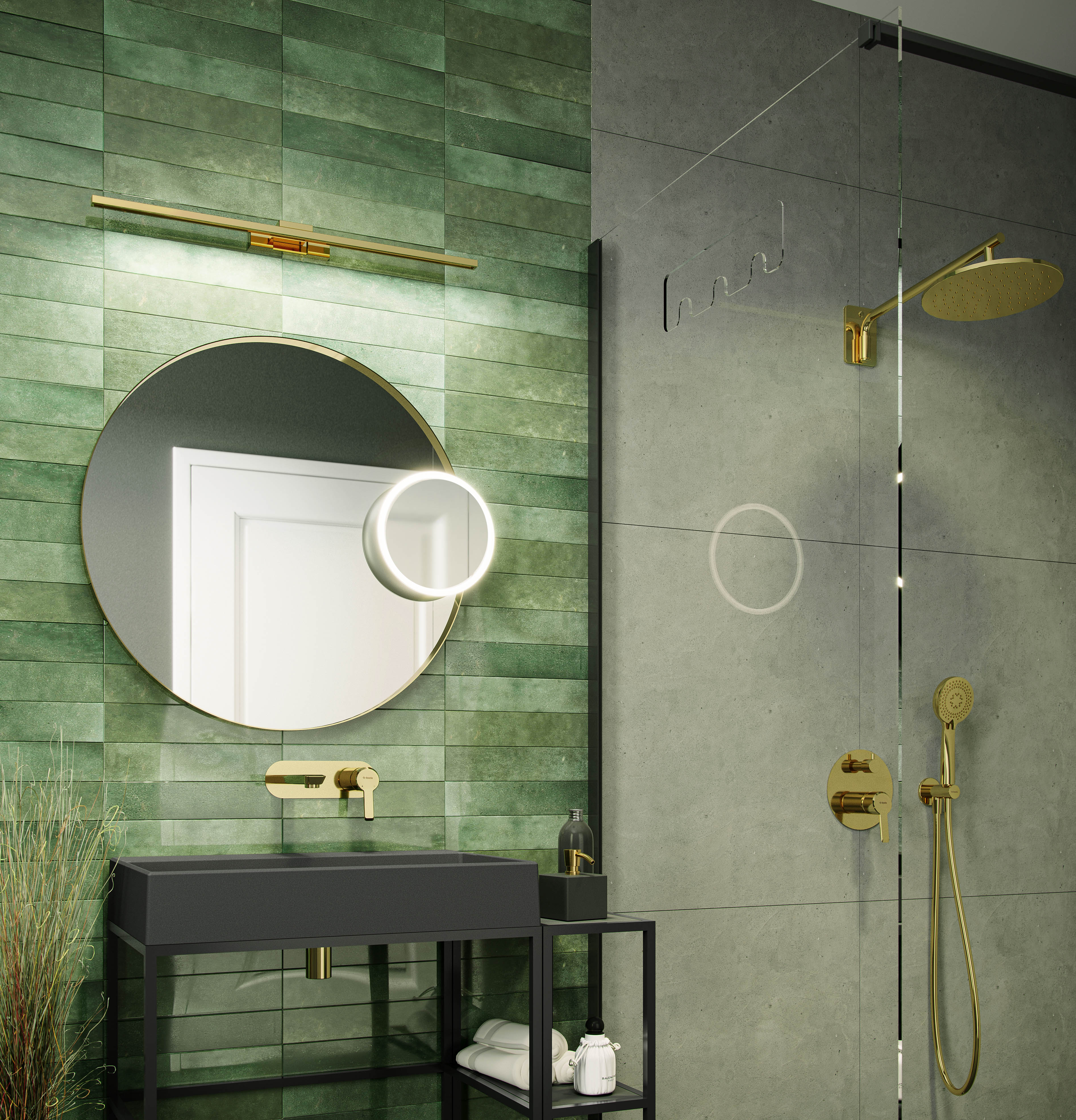 Mitigeur de lavabo encastré Deante Arnika 180 mm sans bonde en PVD doré poli - vue 5