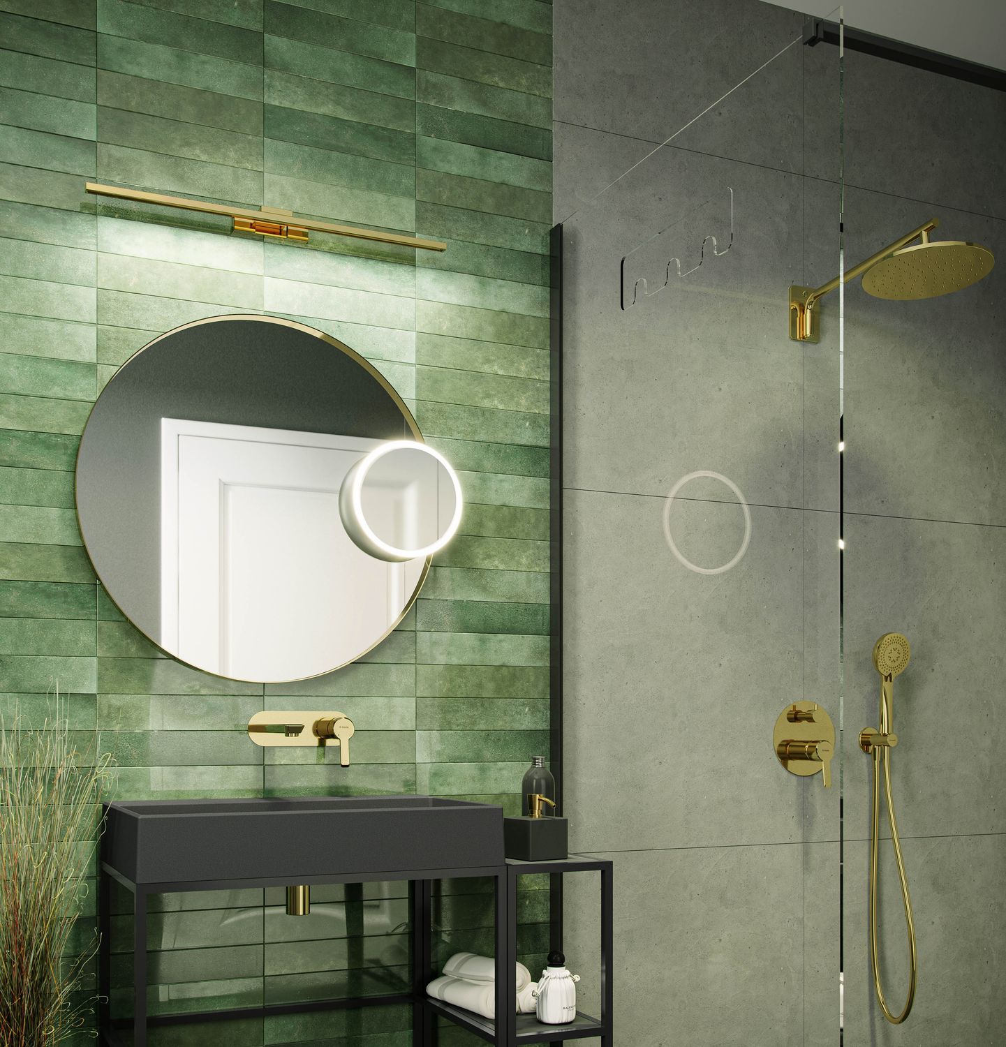Mitigeur de lavabo encastré Deante Arnika 180 mm sans bonde en PVD doré poli — vue 5