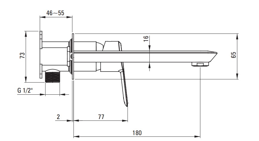 Mitigeur de lavabo encastré Deante Arnika 180 mm sans bonde en PVD doré poli - vue 6