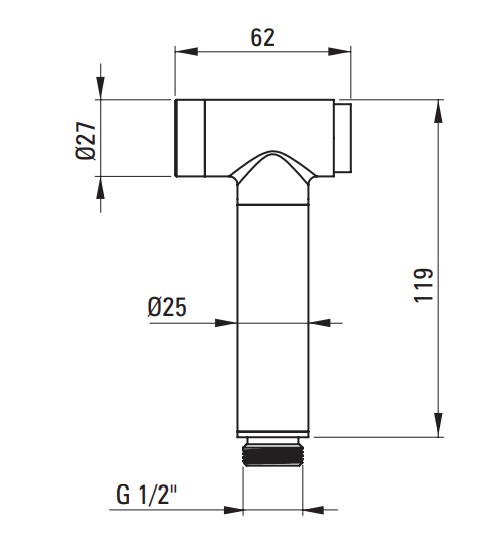 Ensemble hygiénique de WC avec mitigeur encastré Deante Arnika en PVD doré poli avec flexible de 120 cm - vue 2