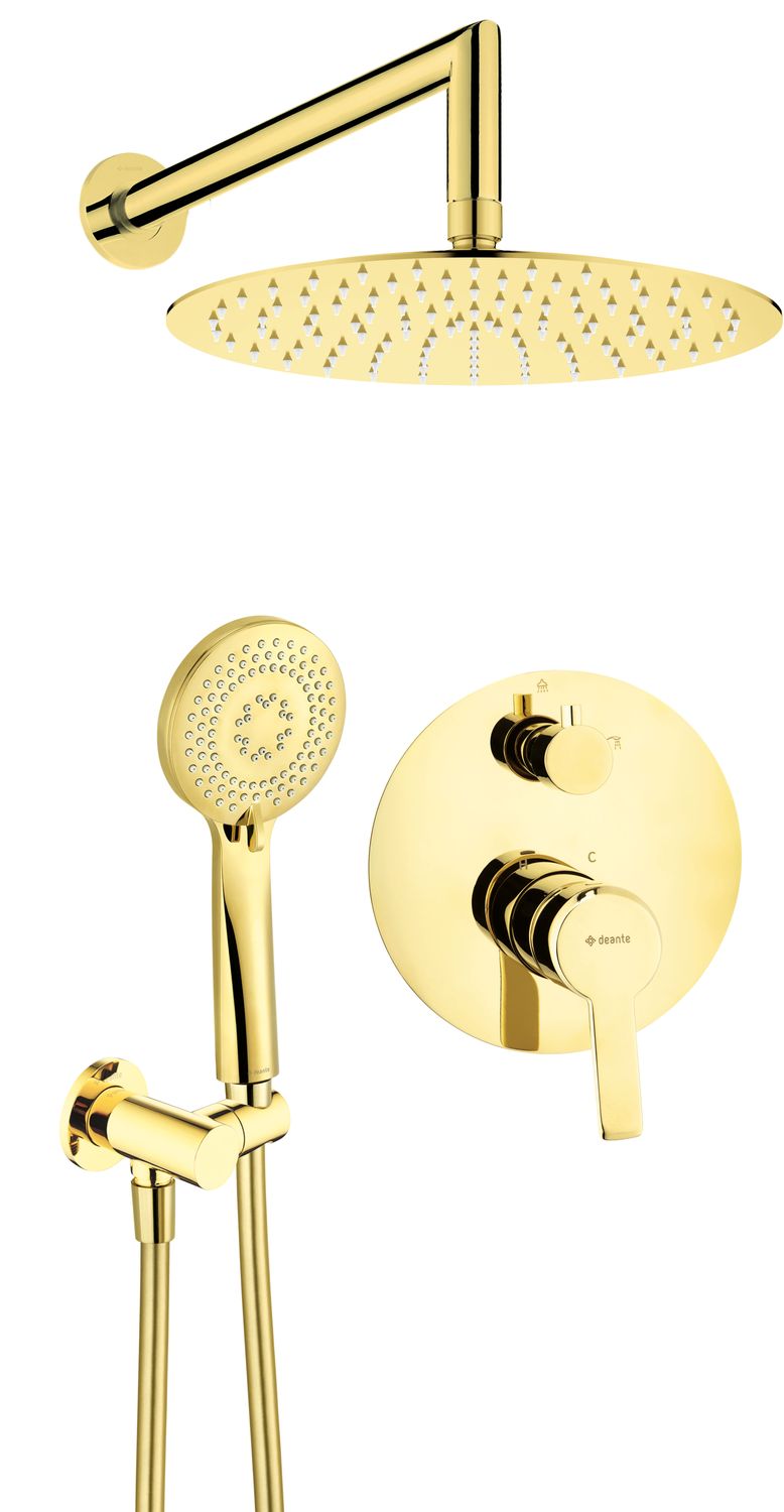 Ensemble de douche encastré Deante Arnika 250 en doré poli