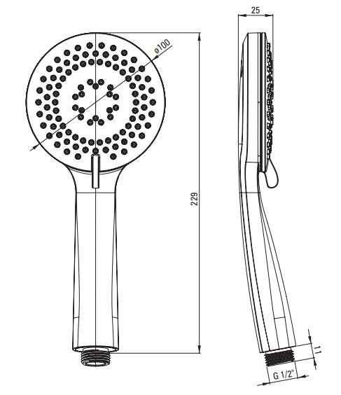 Ensemble de douche encastré Deante Arnika 250 en PVD doré poli - vue 3
