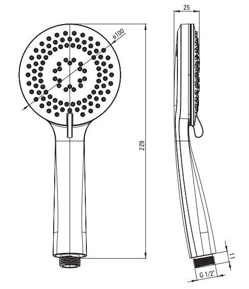Ensemble de douche encastré Deante Arnika 250 en PVD doré poli — vue 3