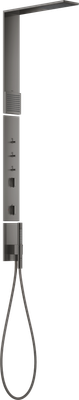 Colonne de douche thermostatique Axor ShowerComposition avec douche de tête 110/120 et douchette d’épaule, en noir chromé poli