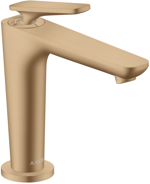 Mitigeur de lavabo AXOR Citterio C 125 CoolStart avec poignée manette et bonde à écoulement libre en bronze brossé
