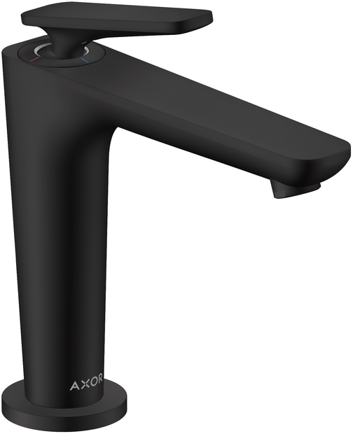 Mitigeur de lavabo AXOR Citterio C 125 CoolStart avec poignée manette et bonde à écoulement libre en noir mat