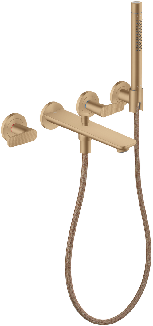 Mélangeur encastré de bain / douche 3 trous Axor Citterio C avec manettes coupe cubique en bronze brossé