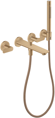 Mélangeur encastré de bain / douche 3 trous Axor Citterio C avec manettes coupe cubique en bronze brossé