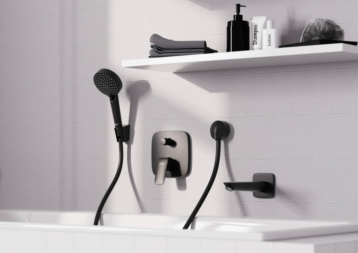 Coude de raccordement Hansgrohe FixFit en noir mat