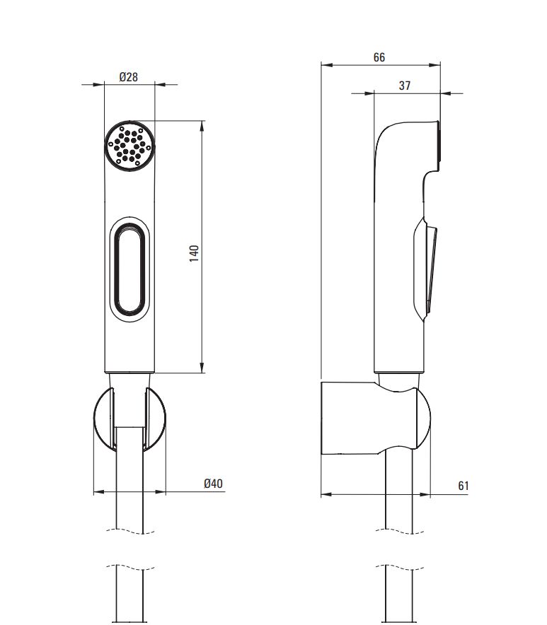 Douchette hygiénique pour WC Deante en chromé avec support et flexible de 120 cm — vue 3