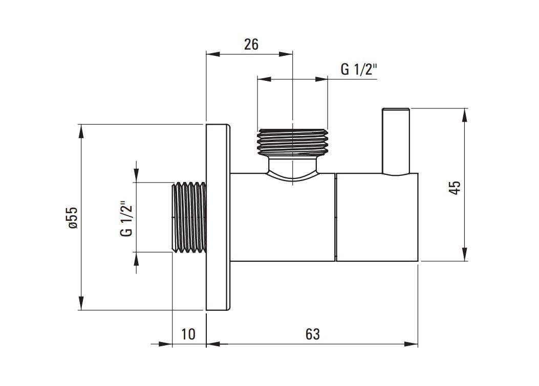 Robinet d'arrêt Deante avec cartouche céramique, 1/2" - 1/2" — vue 2