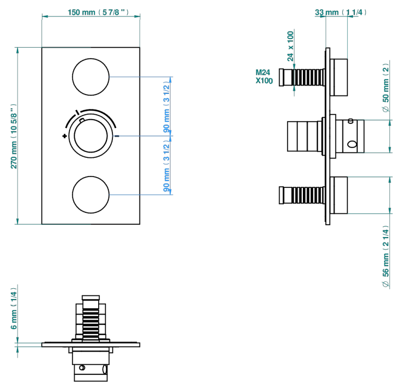 Set de finition THG pour douche thermostatique à encastrer avec deux robinets d'arrêt à 2 fonctions - Collection "Yoko" - vue 5