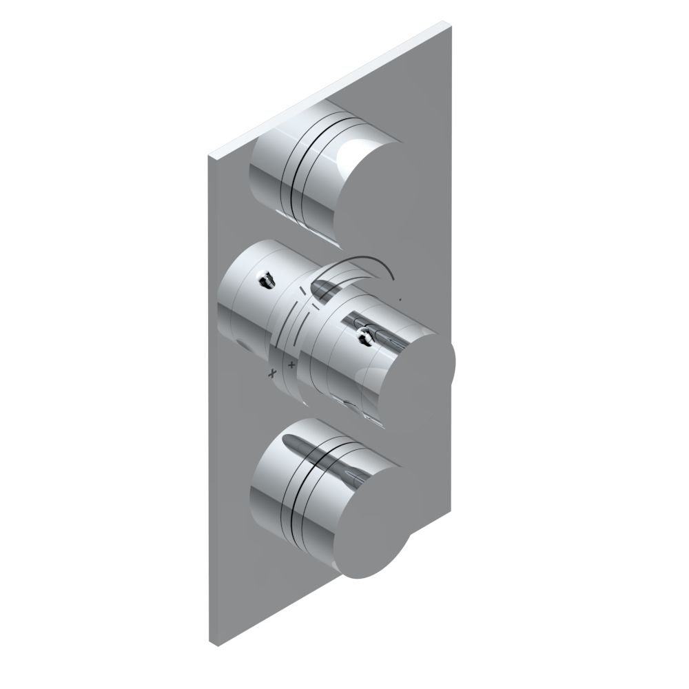 Set de finition THG pour douche thermostatique à encastrer avec deux robinets d&#39;arrêt à 2 fonctions - Collection &quot;Yoko&quot;