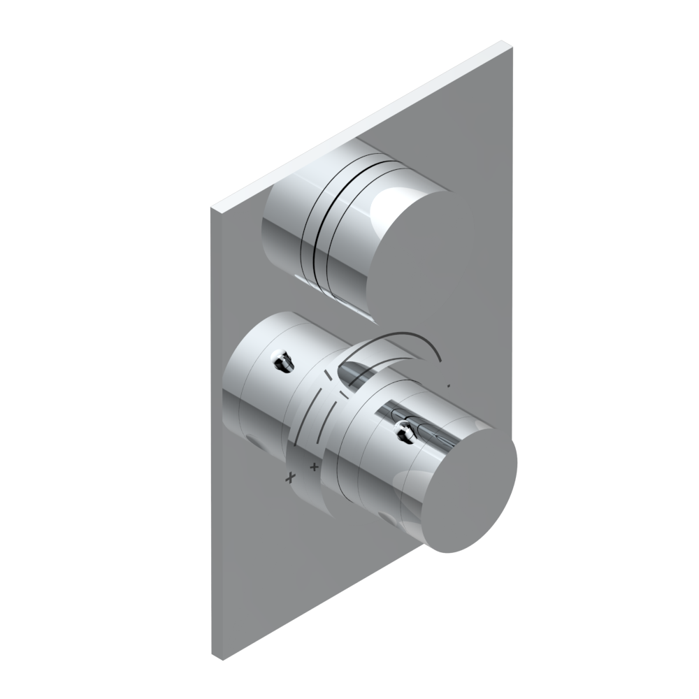 Set de finition THG pour douche thermostatique à encastrer avec un robinet d&#39;arrêt - Collection &quot;Yoko&quot;