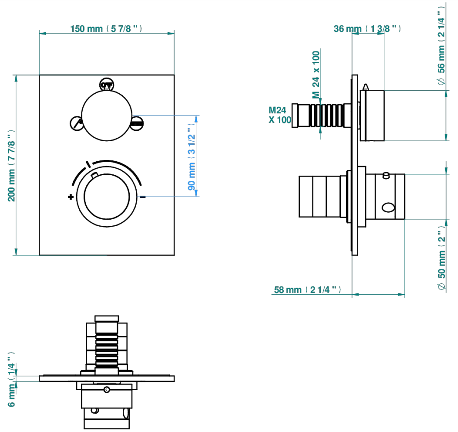 Set de finition THG pour douche thermostatique à encastrer 2 fonctions avec inverseur - Collection "Yoko" - vue 6