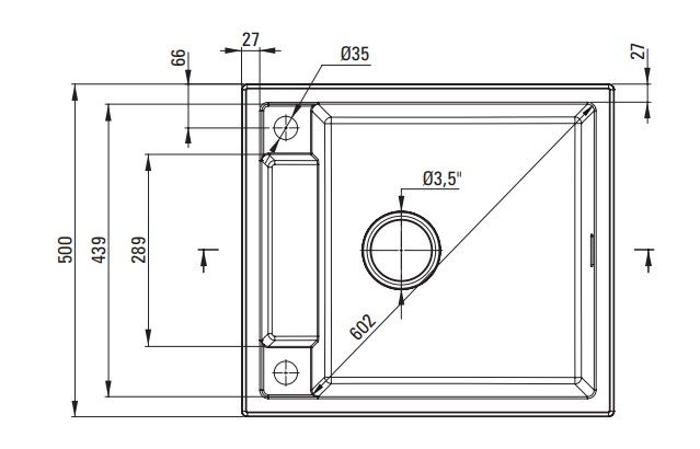Évier de cuisine encastrable simple bac granit Deante Magnetic 56 x 50 cm en finition graphite métallique avec vidage automatique télescopique gain de place — vue 3