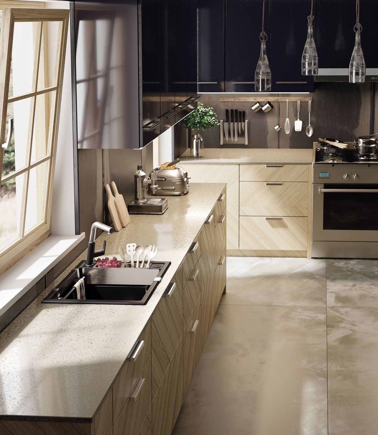 Deante Magnetic Granite Single Bowl Built-In Kitchen Sink 56 x 50 cm in Alabaster with Automatic Drainage