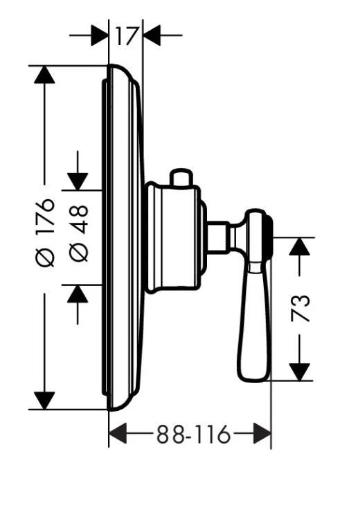 Set de finition pour mitigeur de douche encastré thermostatique haut débit AXOR Montreux en nickel brossé