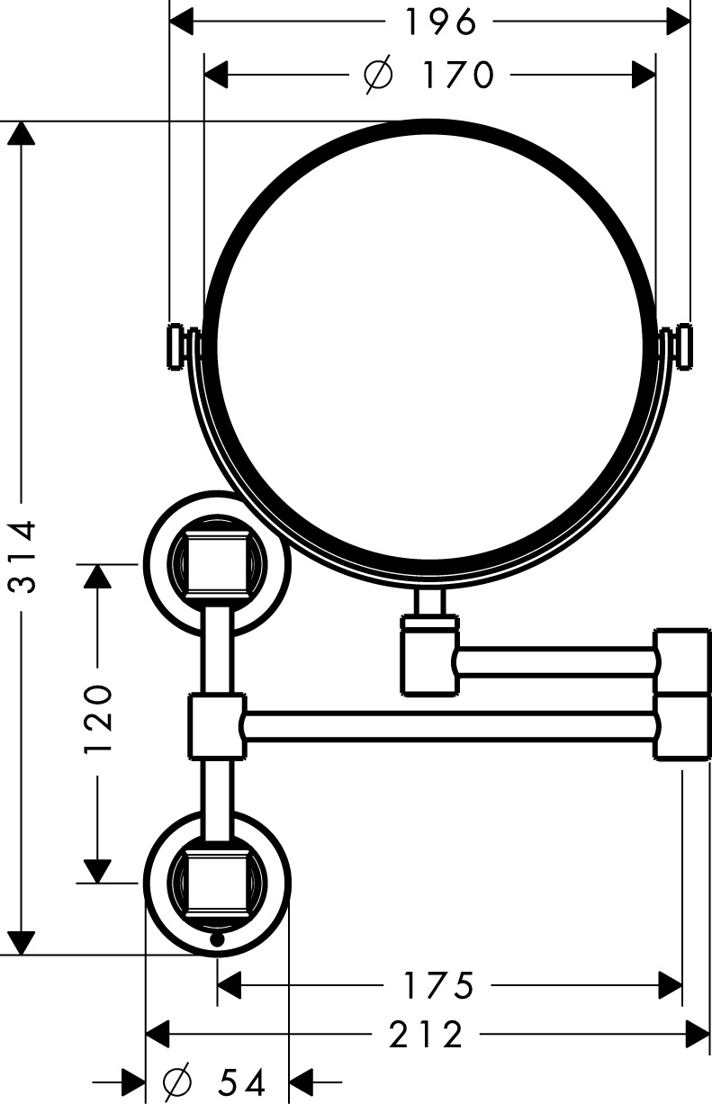 Miroir de rasage AXOR Montreux en nickel brossé - vue 3