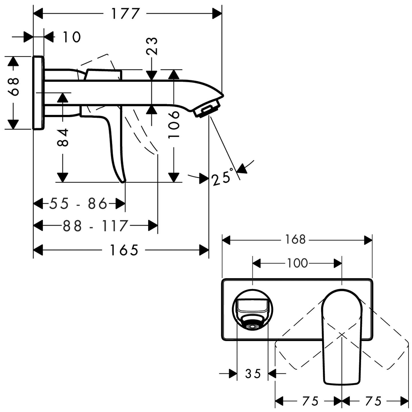 Mitigeur de lavabo encastré Hansgrohe Metris 165 mm — vue 3