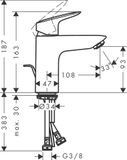 Logis Mitigeur de lavabo 100 avec tirette et vidage synthétique