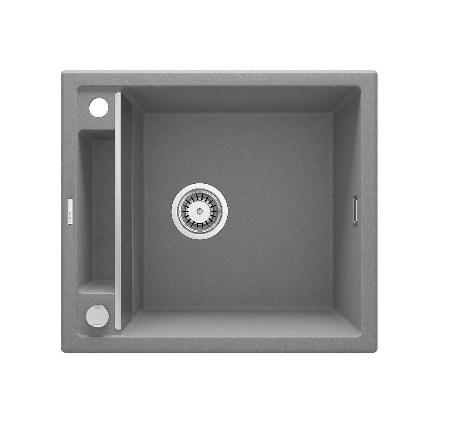 Deante Magnetic Single Basin Granite Built-In Kitchen Sink 56 x 50 cm in Metallic Gray with Automatic Drainage