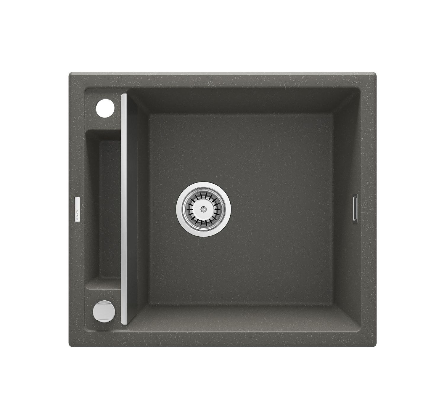 Deante Magnetic Single Bowl Granite Undermount Kitchen Sink 56 x 50 cm in Metallic Anthracite with Automatic Drain