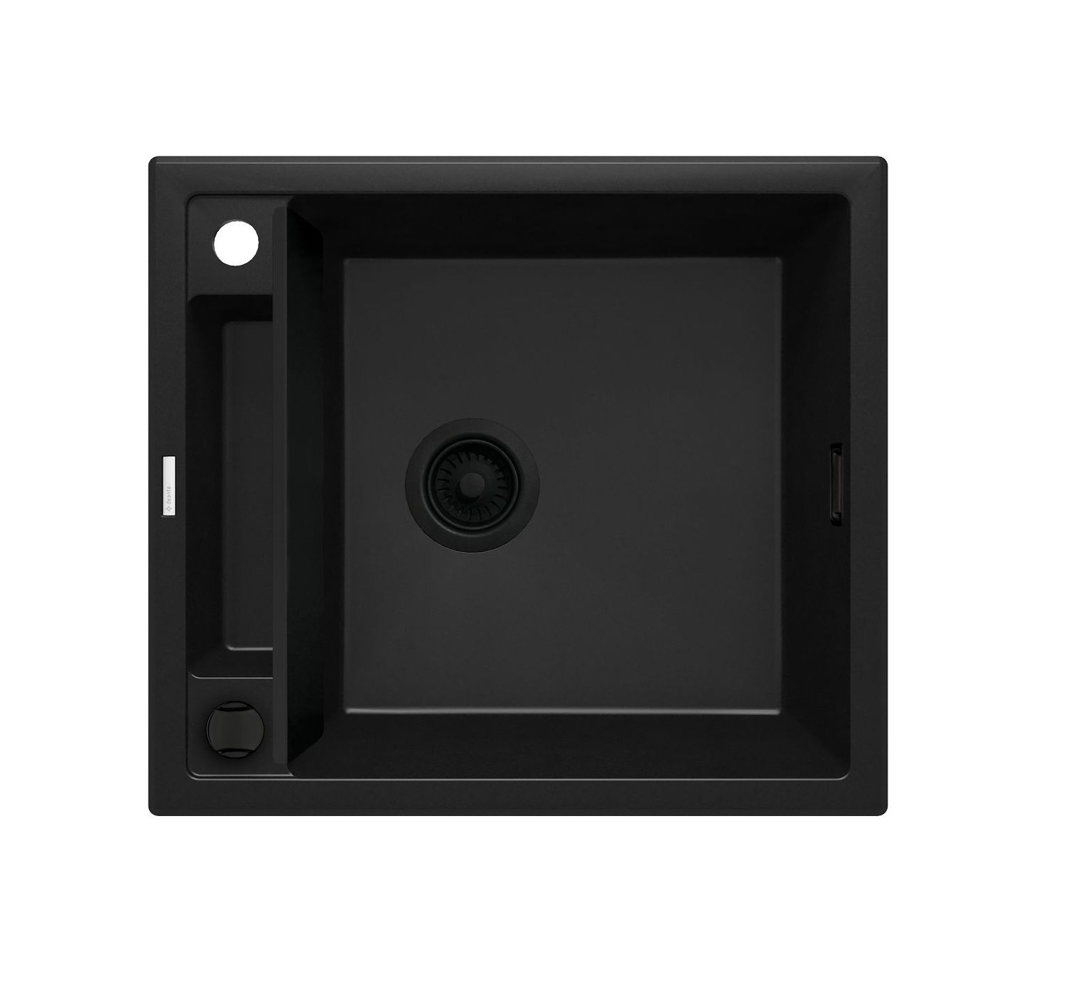 Deante Magnetic Single Bowl Granite Kitchen Sink 56 x 50 cm in Matte Black with Automatic Drain