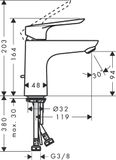 Logis E Mitigeur de lavabo 100 avec tirette et vidage
