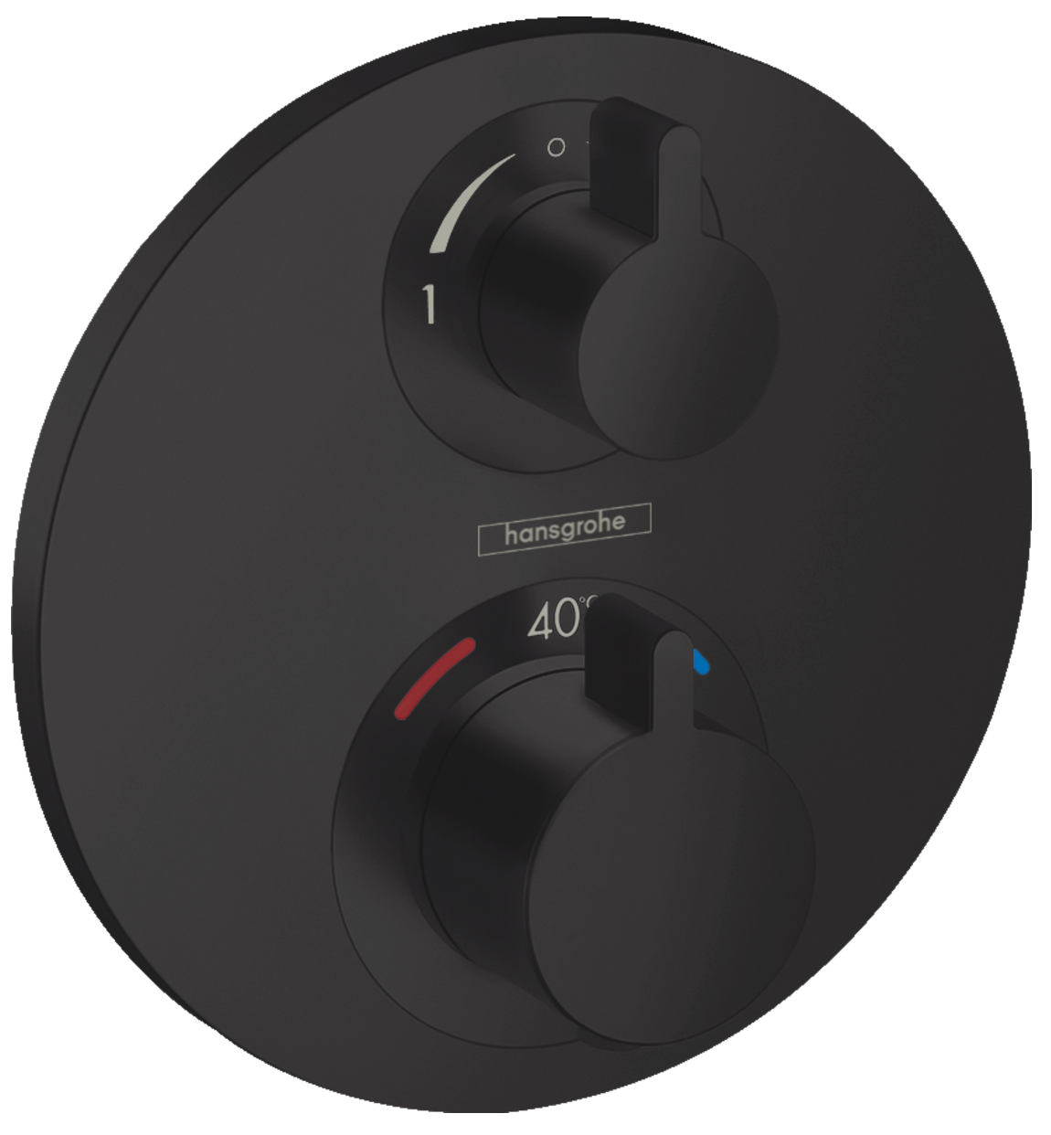 Set de finition pour mitigeur thermostatique encastré avec inverseur Hansgrohe Ecostat S en noir mat