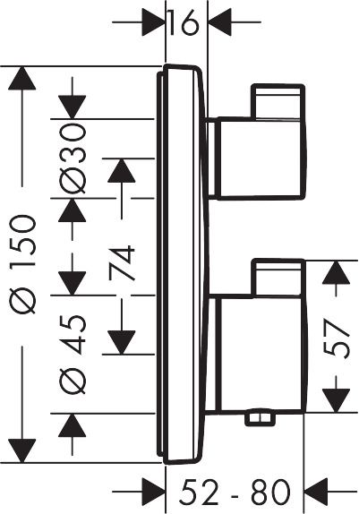Set de finition pour mitigeur thermostatique encastré avec inverseur Hansgrohe Ecostat S en bronze brossé
