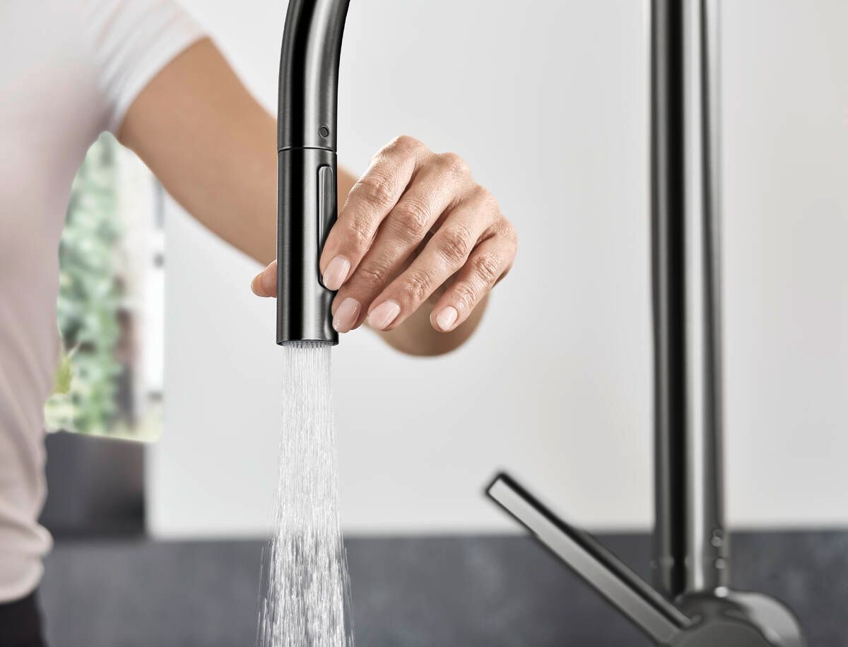 Mitigeur de cuisine Hansgrohe Talis M54 210 avec douchette extractible 2 jets, sBox en noir chromé brossé — vue 4