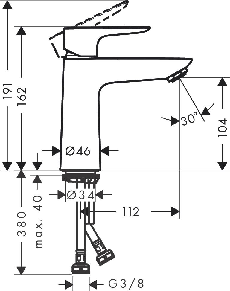 Mitigeur de lavabo Hansgrohe Talis E 110 sans tirette ni vidage en bronze brossé