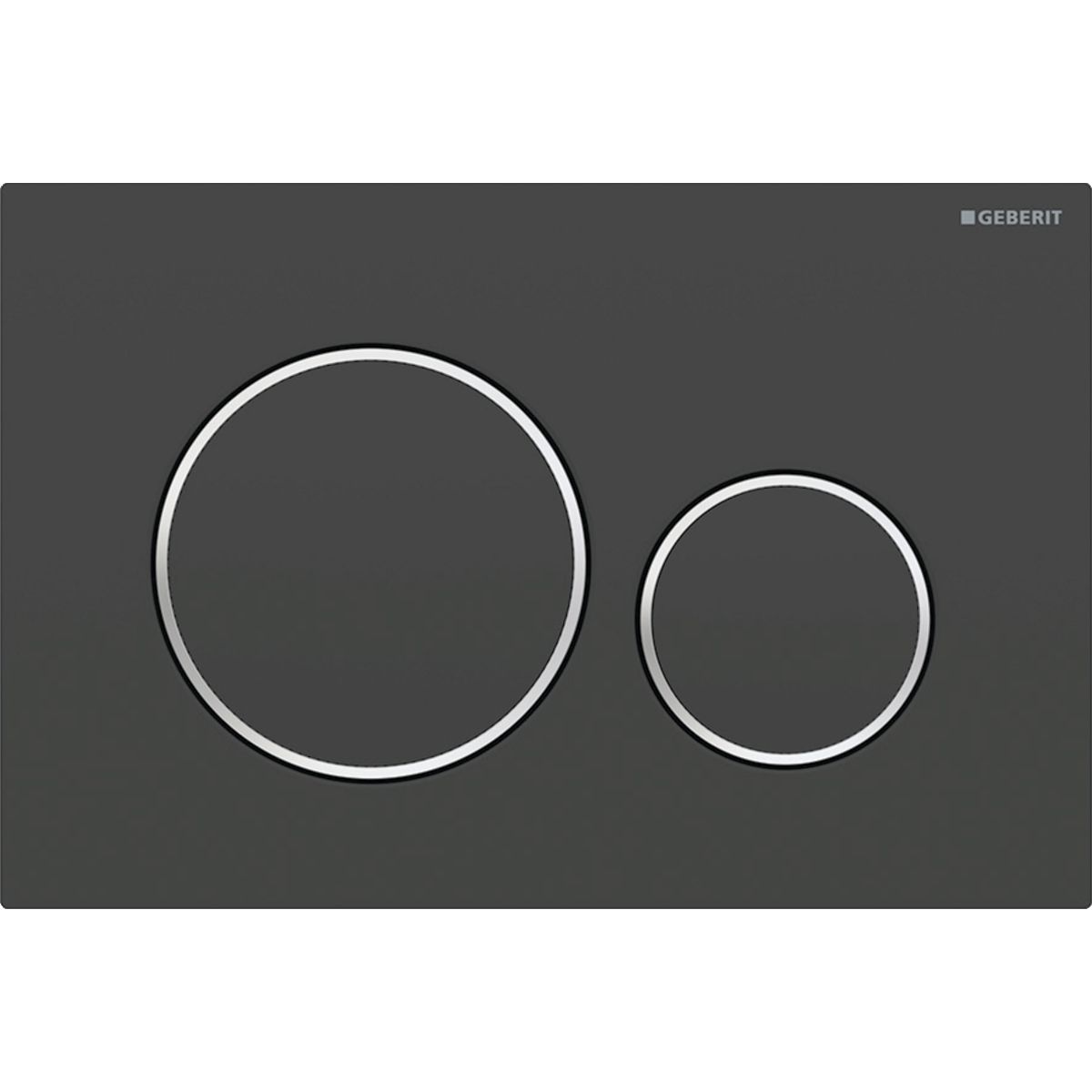 Plaque de déclenchement Geberit Sigma20 / Noir mat laqué - anneaux design : chromé brillant