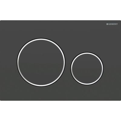 Plaque de déclenchement Geberit Sigma20 / Noir mat laqué - anneaux design : chromé brillant
